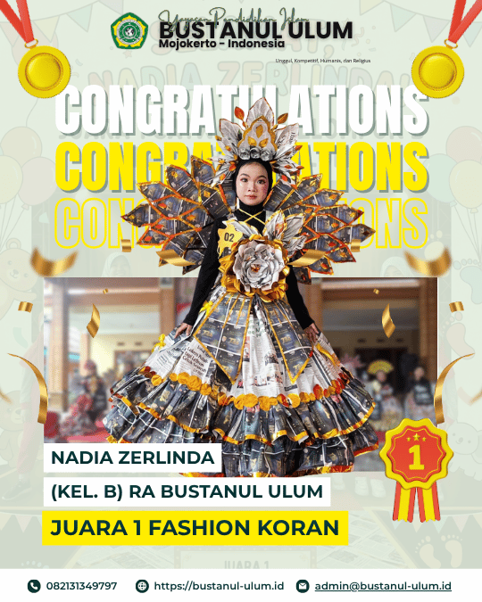 Raih Juara 1 Fashion Koran, Siswi RA Bustanul Ulum Siap Melenggang ke Pendopo Kabupaten Mojokerto